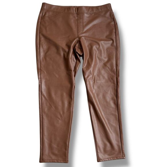 J.Jill Faux Leather Pull-On Pants Hickory Brown Size Large NWT - Picture 2 of 8